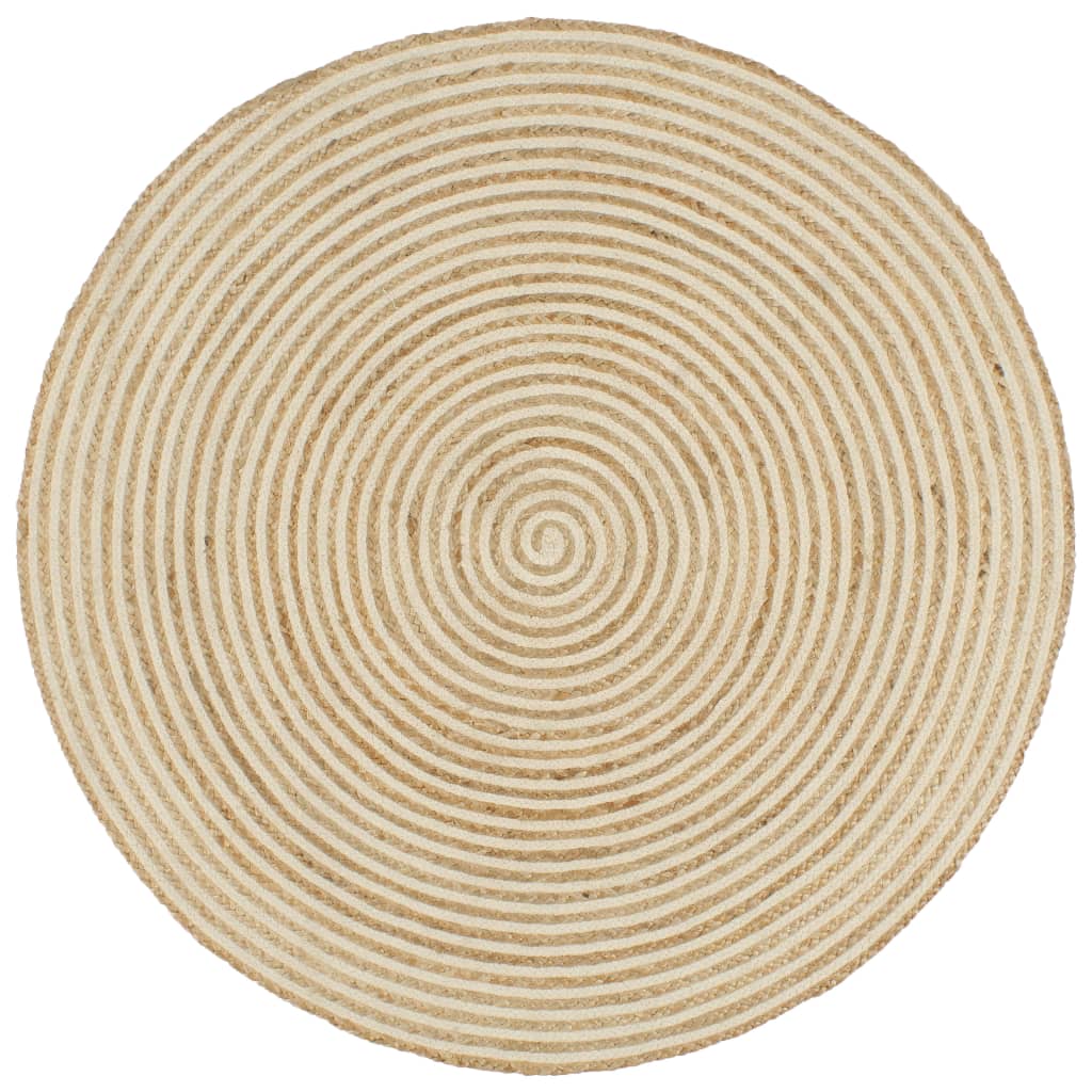 Vidaxl Teppich handgefertigt mit Spiraldesign 90 cm Jute Weiß