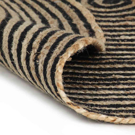 Vidaxl vloerkleed handgemaakt met spiraal ontwerp 90 cm jute zwart