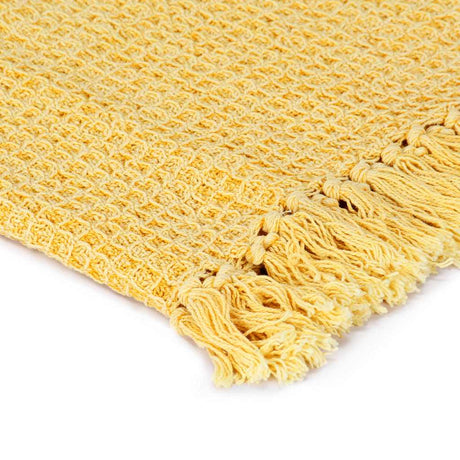 Vidaxl plaid 125x150 cm katoen mosterdgeel