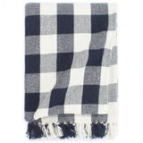 Vidaxl plaid blocked 220x250 cm cotton navy blue