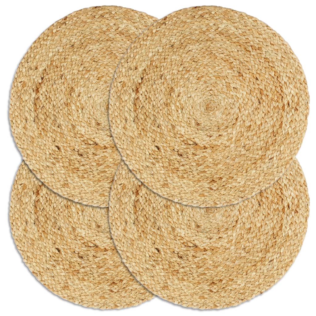 Vidaxl Placetmats 4 STS ronderëm 38 cm Jute natierlech