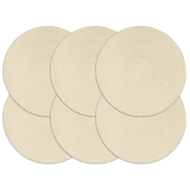 Vidaxl placemats 6 st rond 38 cm katoen natuurlijk