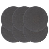 Vidaxl placemats 6 st rond 38 cm katoen effen donkergrijs