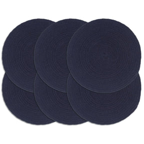Vidaxl placemats 6 st rond 38 cm katoen effen marineblauw