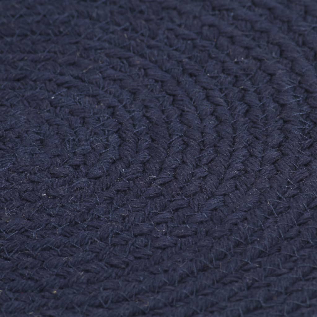 Vidaxl Placemats 6 Sts Round 38 cm Coton Navy bleu marine