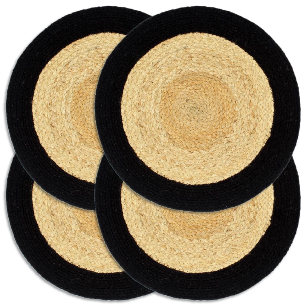 Vidaxl Placemats 4 st 38 cm jute og bomuld naturlig og sort