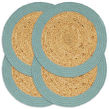 Vidaxl placemats 4 st 38 cm jute en katoen natuurlijk en groen
