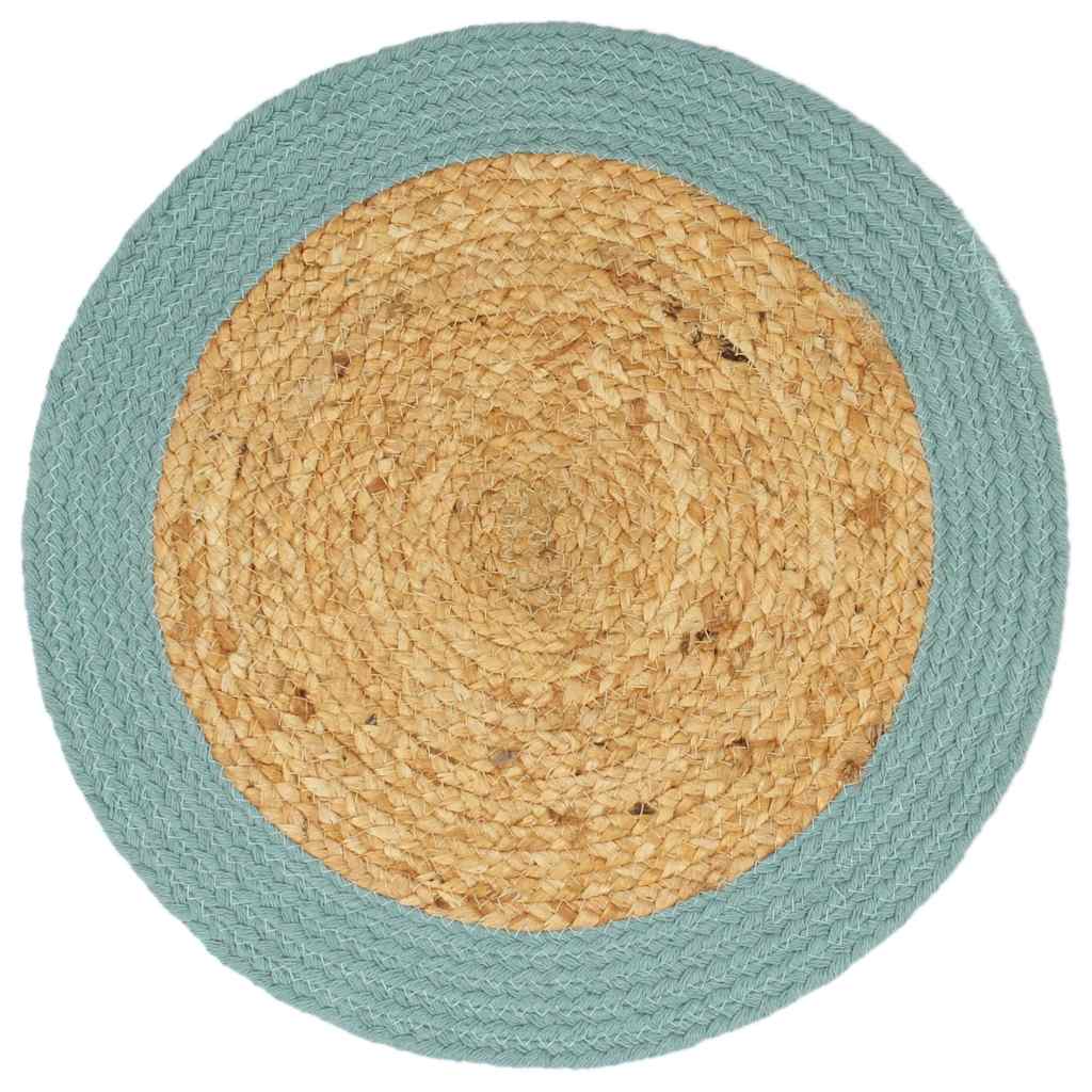 Vidaxl placemats 6 st 38 cm jute en katoen natuurlijk en groen