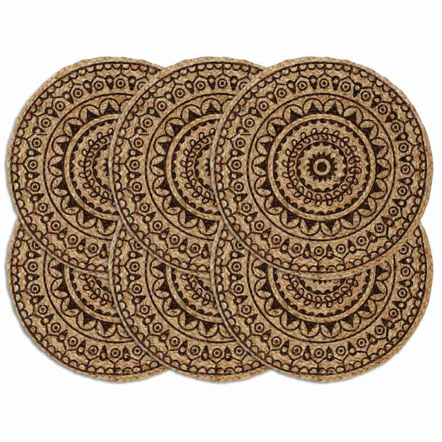 Vidaxl placemats 6 st rond 38 cm jute donkerbruin