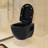 VidaXL Hanging toilet with hidden cistern ceramic black