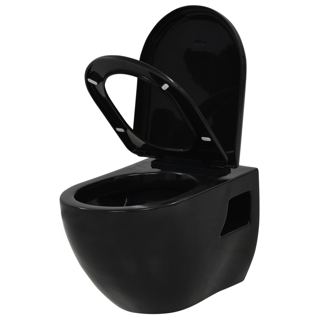 VidaXL Hanging toilet with hidden cistern ceramic black