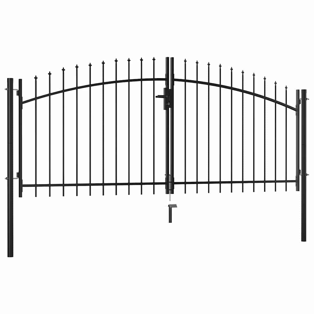 Vidaxl hekpoort dubbele deur met speren bovenkant 300x150 cm