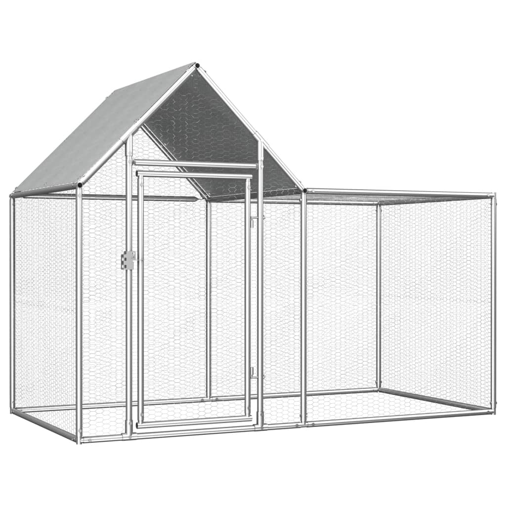 Vidaxl Chicken Run 2x1x1.5 M Galvanized Steel