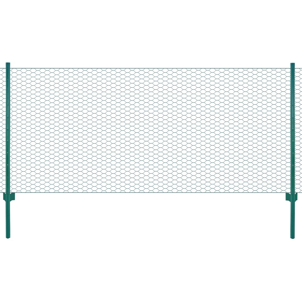 Vidaxl Wire Mesh Fet s sloupky 25x0,5 m Ocelová zelená