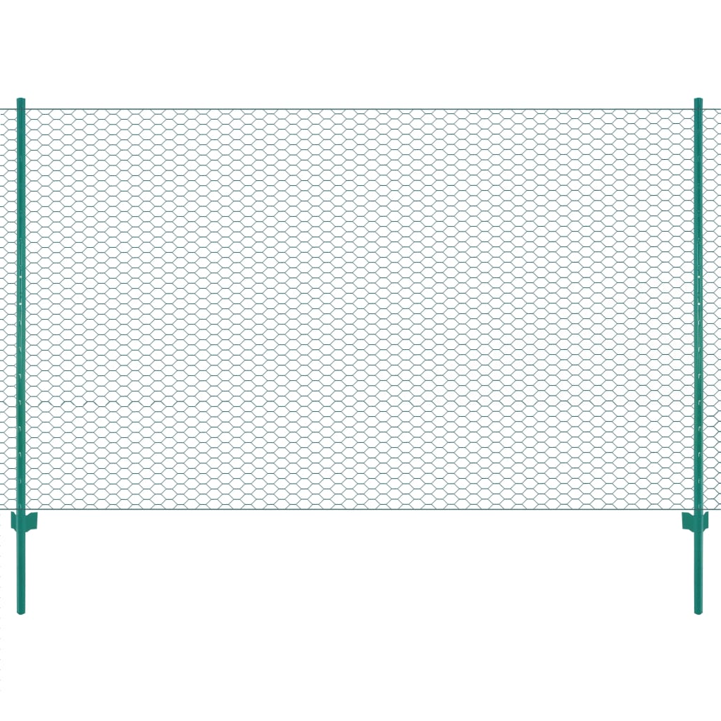 Vidaxl Wire Mesh FET med stolper 25x2 m stålgrønn