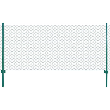 Vidaxl draadgaashek met palen 25x1 m staal groen