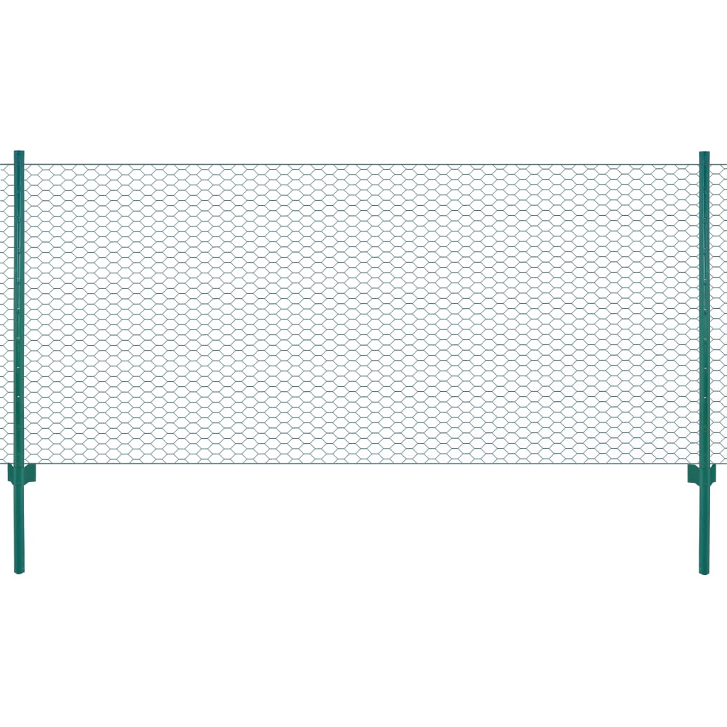 Vidaxl Wire Mesh FET med stolper 25x1 m stålgrønn