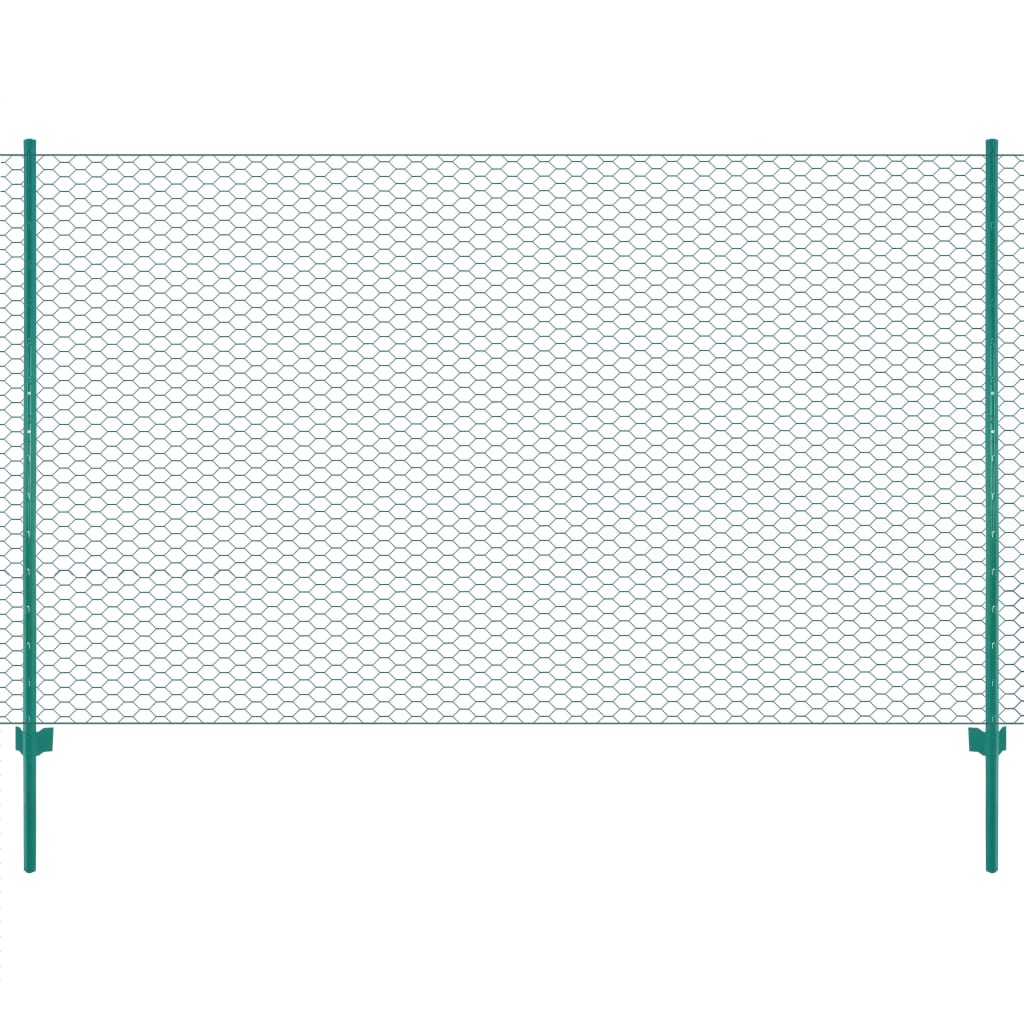 Vidaxl Wire Mesh FET med stolpar 25x1,5 m stålgrön