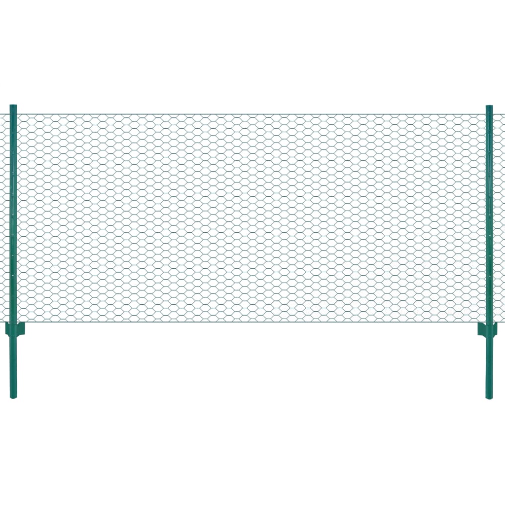 Vidaxl Wire mesh fet with posts 25x0.5 m steel green