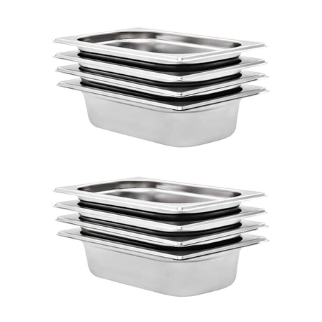 Vidaxl gastronormbakken 8 st gn 1 4 65 mm roestvrij staal