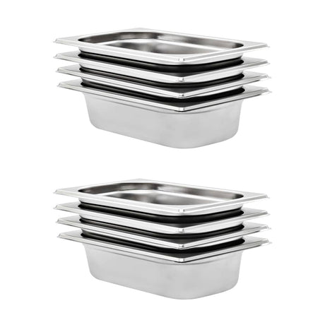 Vidaxl gastronormbakken 8 st gn 1 4 65 mm roestvrij staal