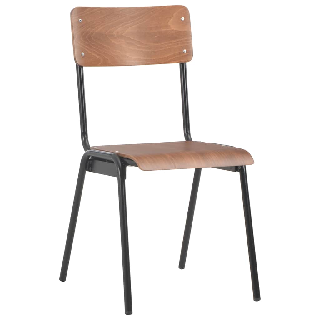 Vidaxl eetkamerstoelen 2 st massief multiplex staal bruin
