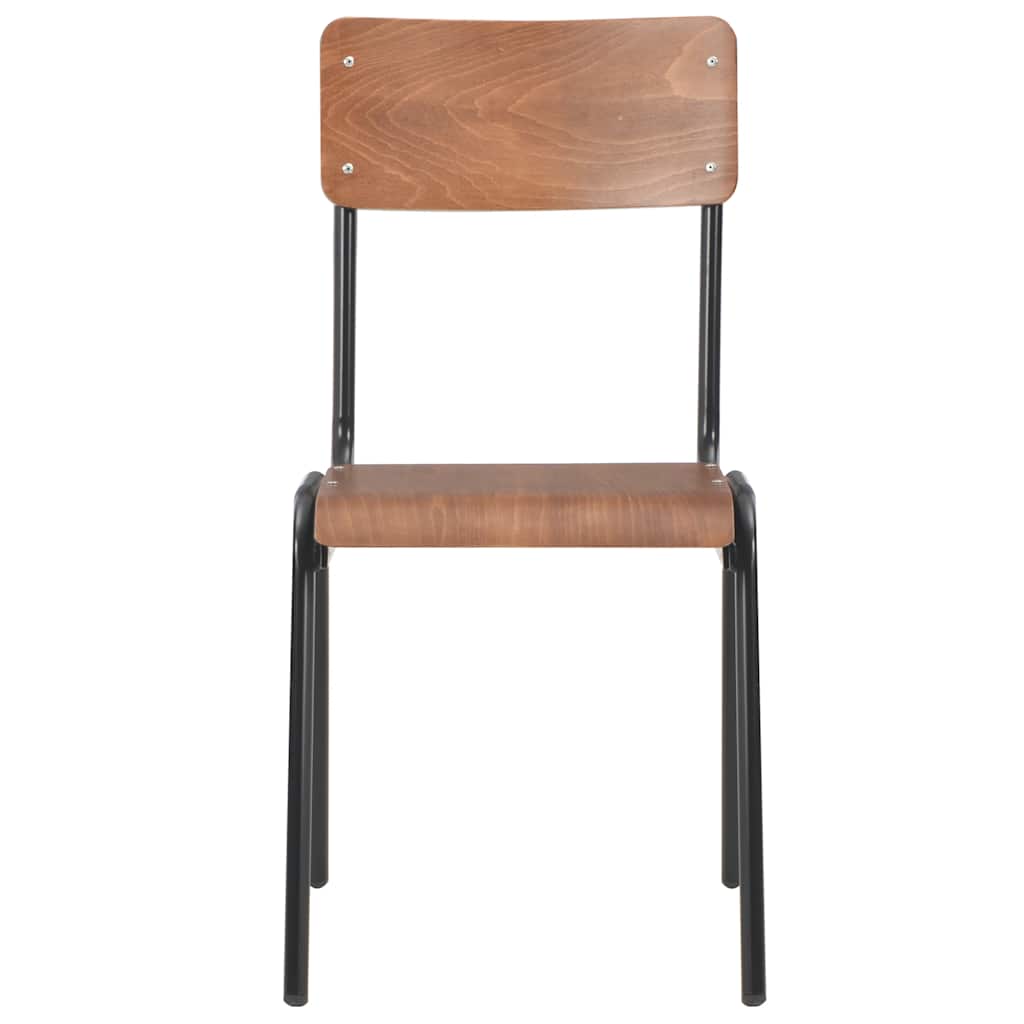 Vidaxl eetkamerstoelen 4 st massief multiplex staal bruin