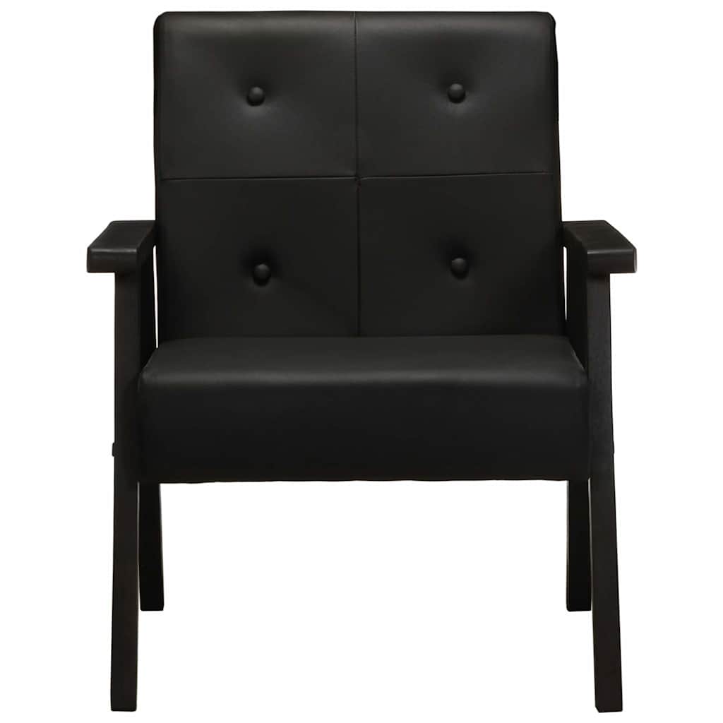 Vidaxl fauteuil echt leer zwart