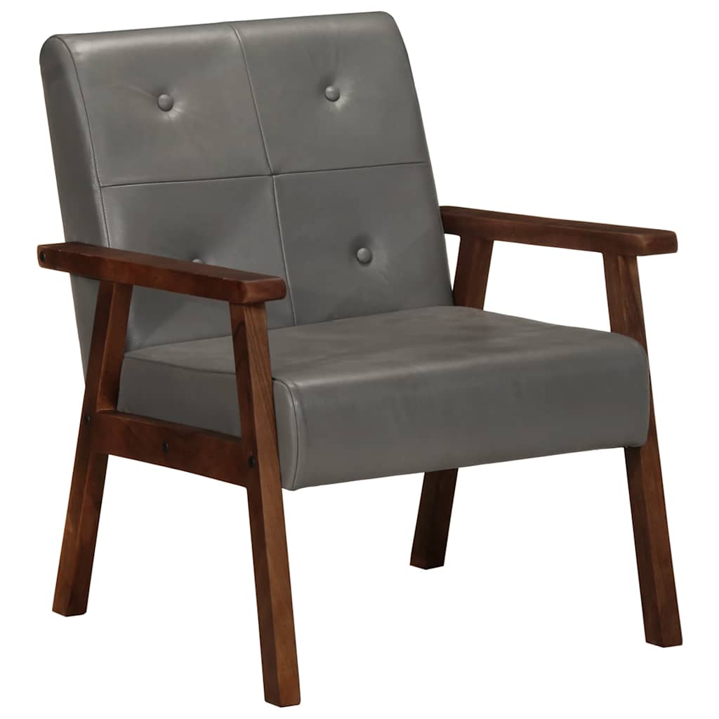 Vidaxl fauteuil echt leer grijs