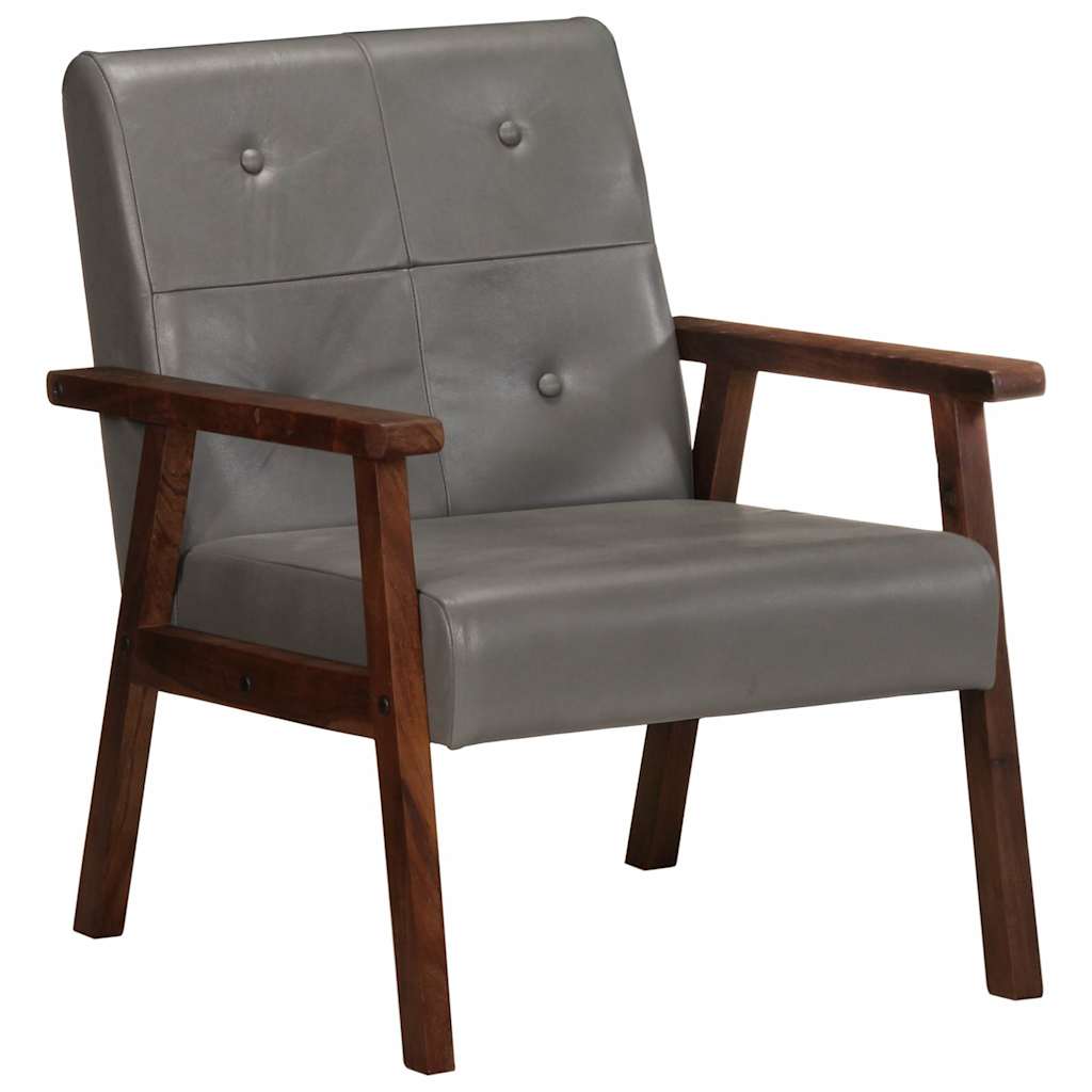 Vidaxl fauteuil echt leer grijs