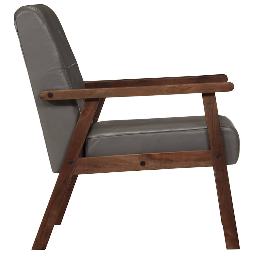 Vidaxl fauteuil echt leer grijs