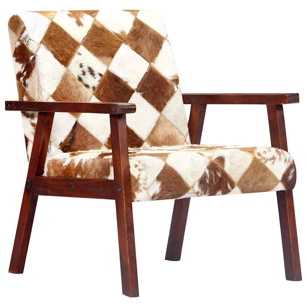 Vidaxl fauteuil echt geitenleer wit en bruin