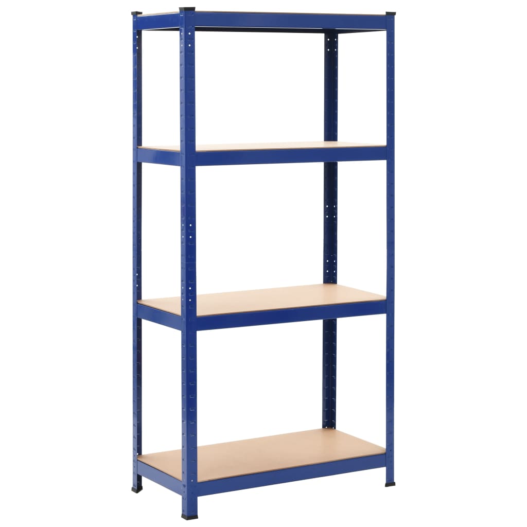 Rack de stockage Vidaxl en acier à 4 couches et bleu en bois transformé