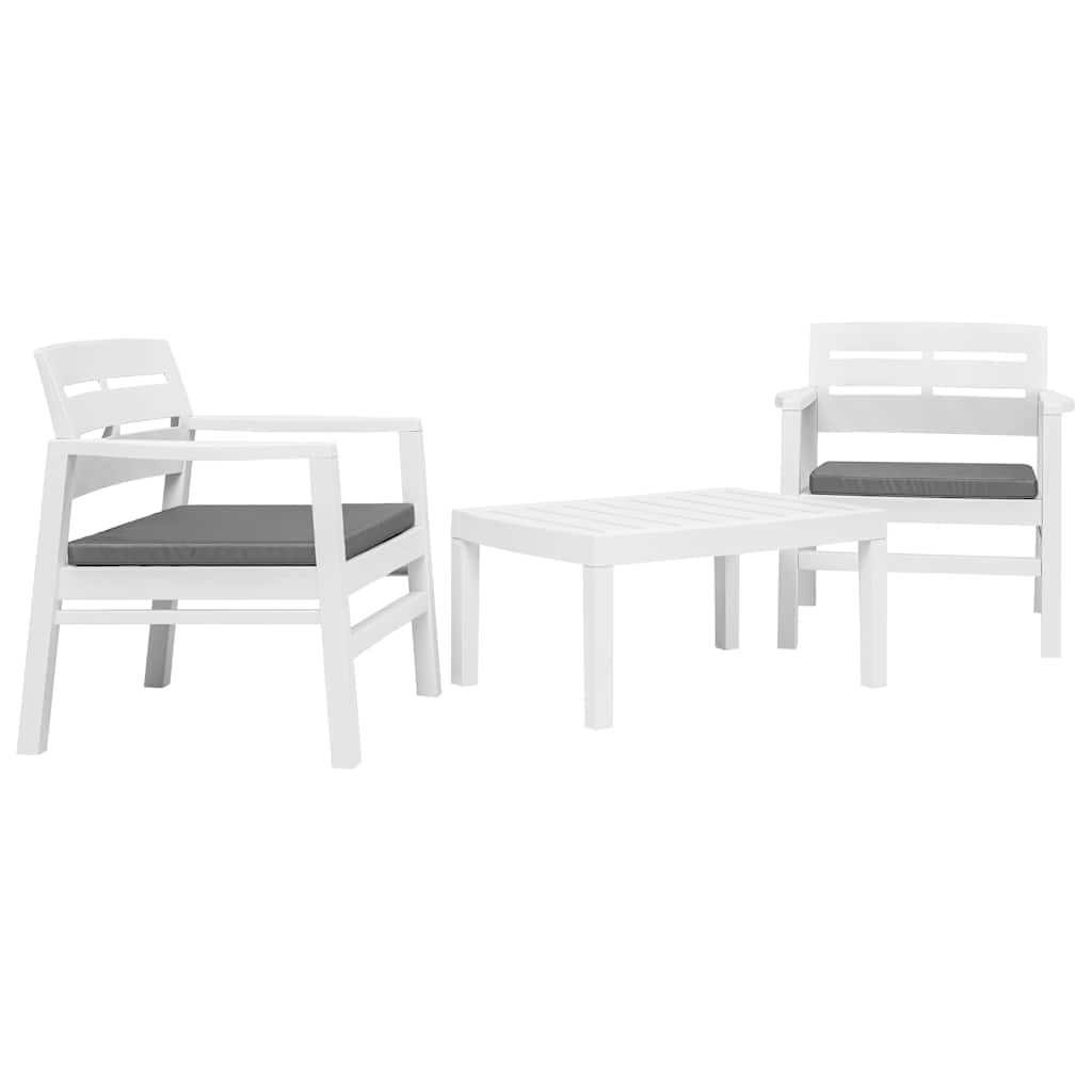 Vidaxl 3-delige loungeset kunststof wit