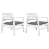 Vidaxl 3-delige loungeset kunststof wit