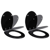 Vidaxl toiletbril met soft-closedeksel 2 st mdf zwart