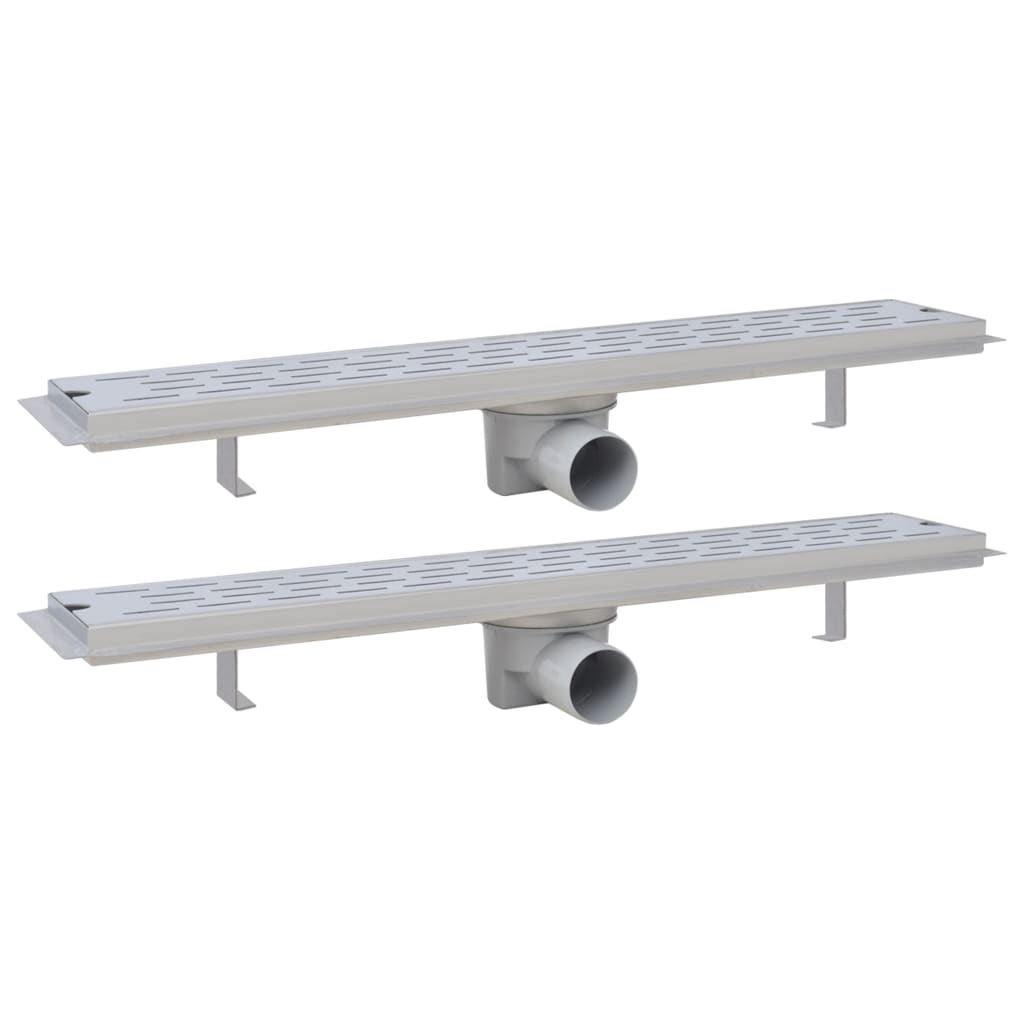 Vidaxl tuš odtok 2 pc pravokotna črta 630x140 mm nerjavno jeklo