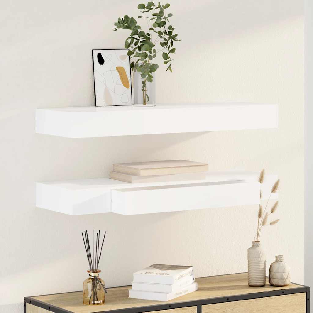 Vidaxl wandplanken zwevend met lades 2 st 80 cm wit