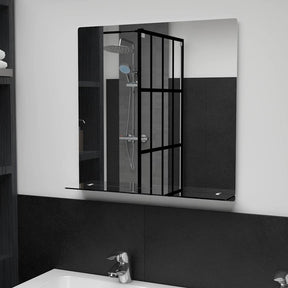 Vidaxl wandspiegel met schap 60x60 cm gehard glas