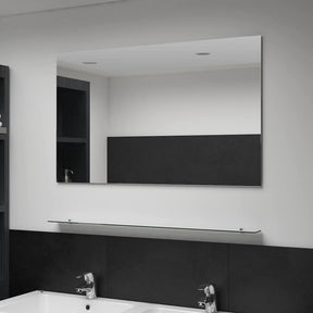 Vidaxl wandspiegel met schap 100x60 cm gehard glas