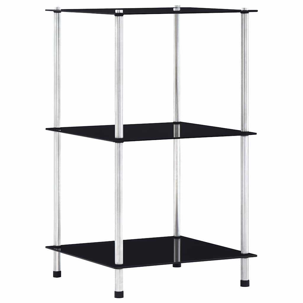 Vidaxl kastje 3-laags 40x40x67 cm gehard glas zwart
