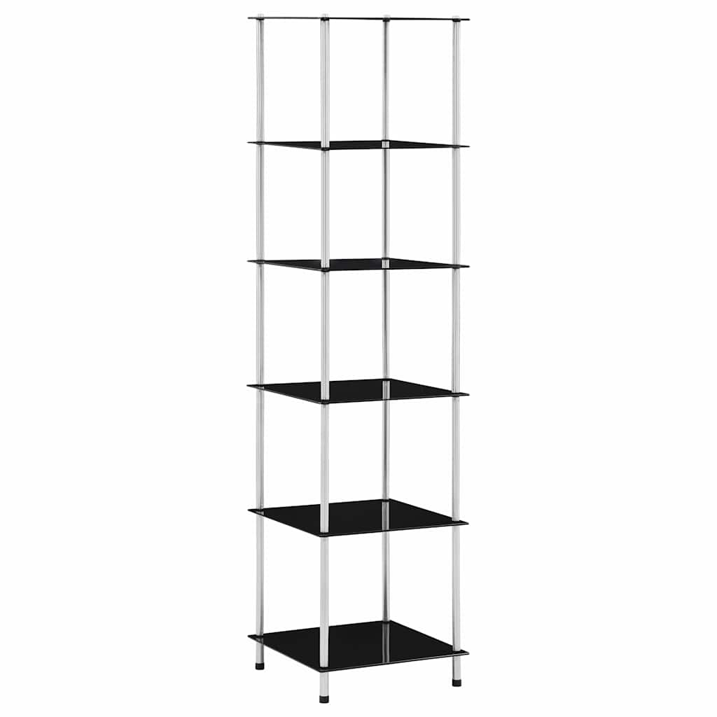 Vidaxl kastje 6-laags 40x40x160 cm gehard glas zwart