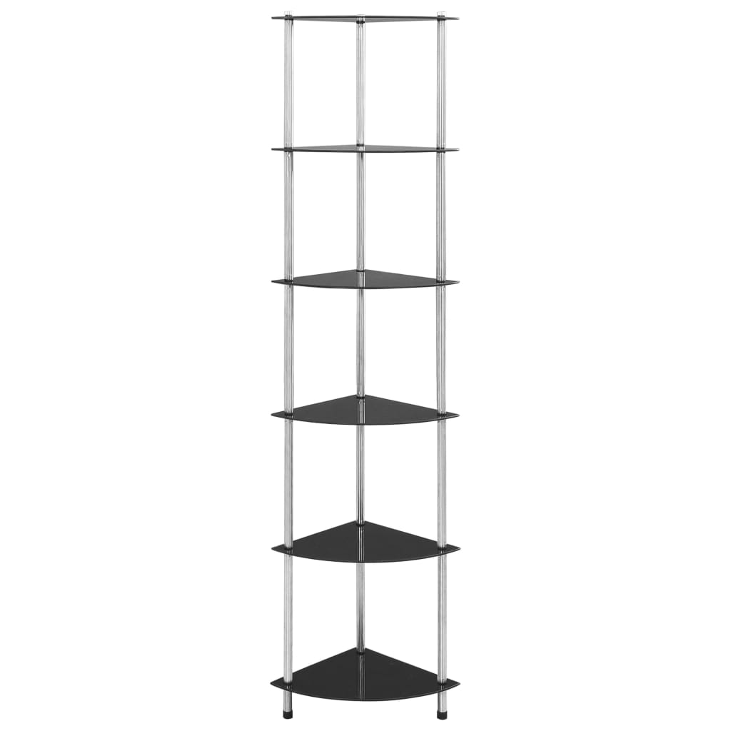 Vidaxl kastje 6-laags 30x30x160 cm gehard glas zwart