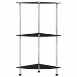 Vidaxl kastje 3-laags 30x30x67 cm gehard glas zwart