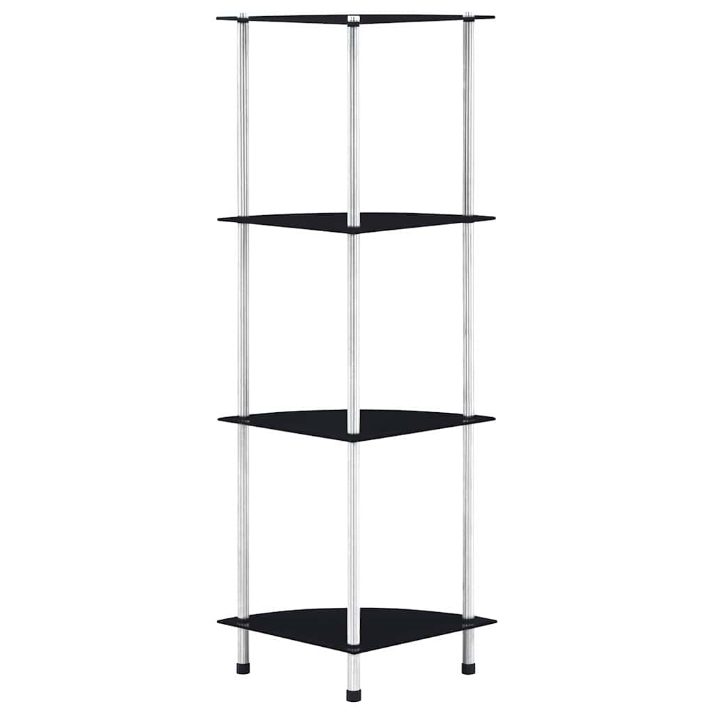 Vidaxl kastje 4-laags 30x30x100 cm gehard glas zwart