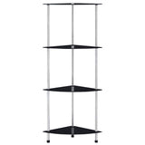 Vidaxl kastje 4-laags 30x30x100 cm gehard glas zwart