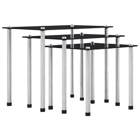 Vidaxl 3-delige tafeltjesset gehard glas zwart