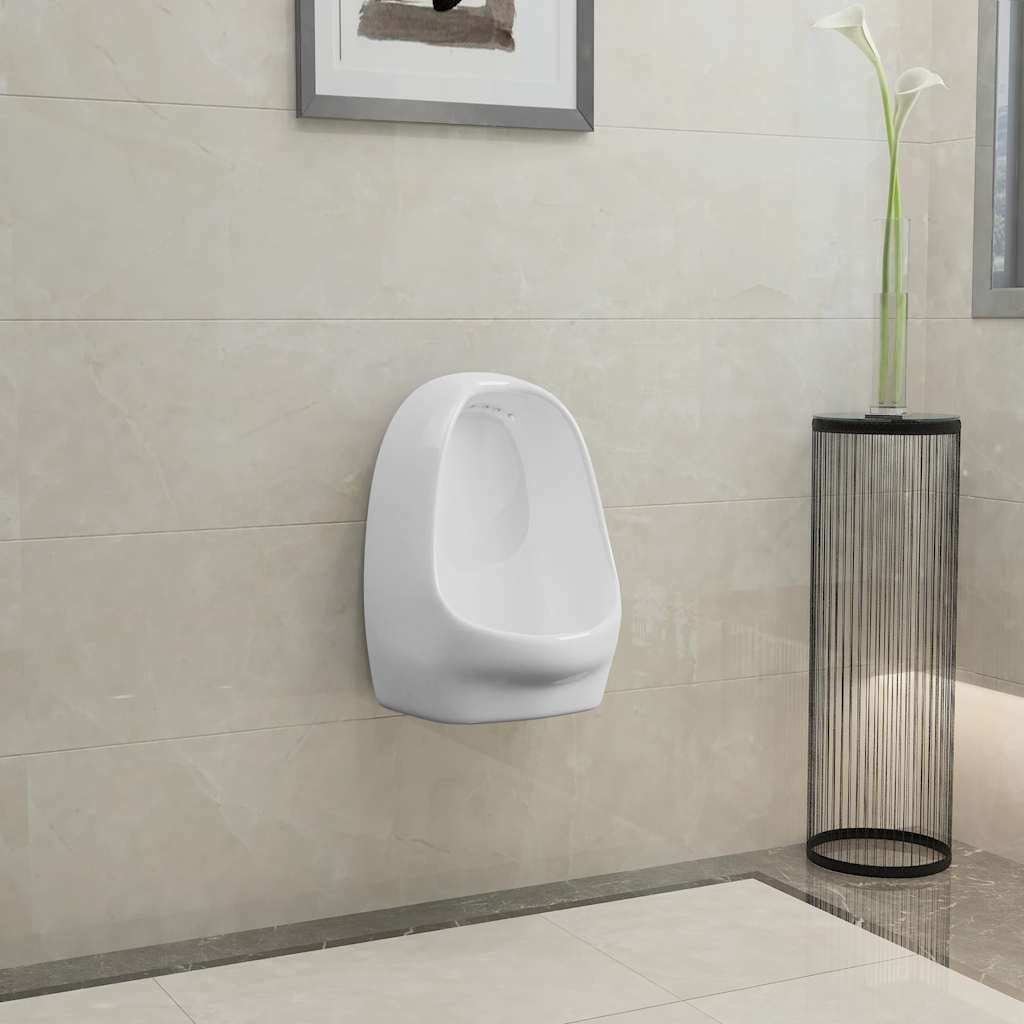 Vidaxl wandurinoir met spoelklep keramiek wit
