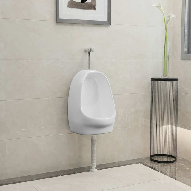 Vidaxl wandurinoir met spoelklep keramiek wit