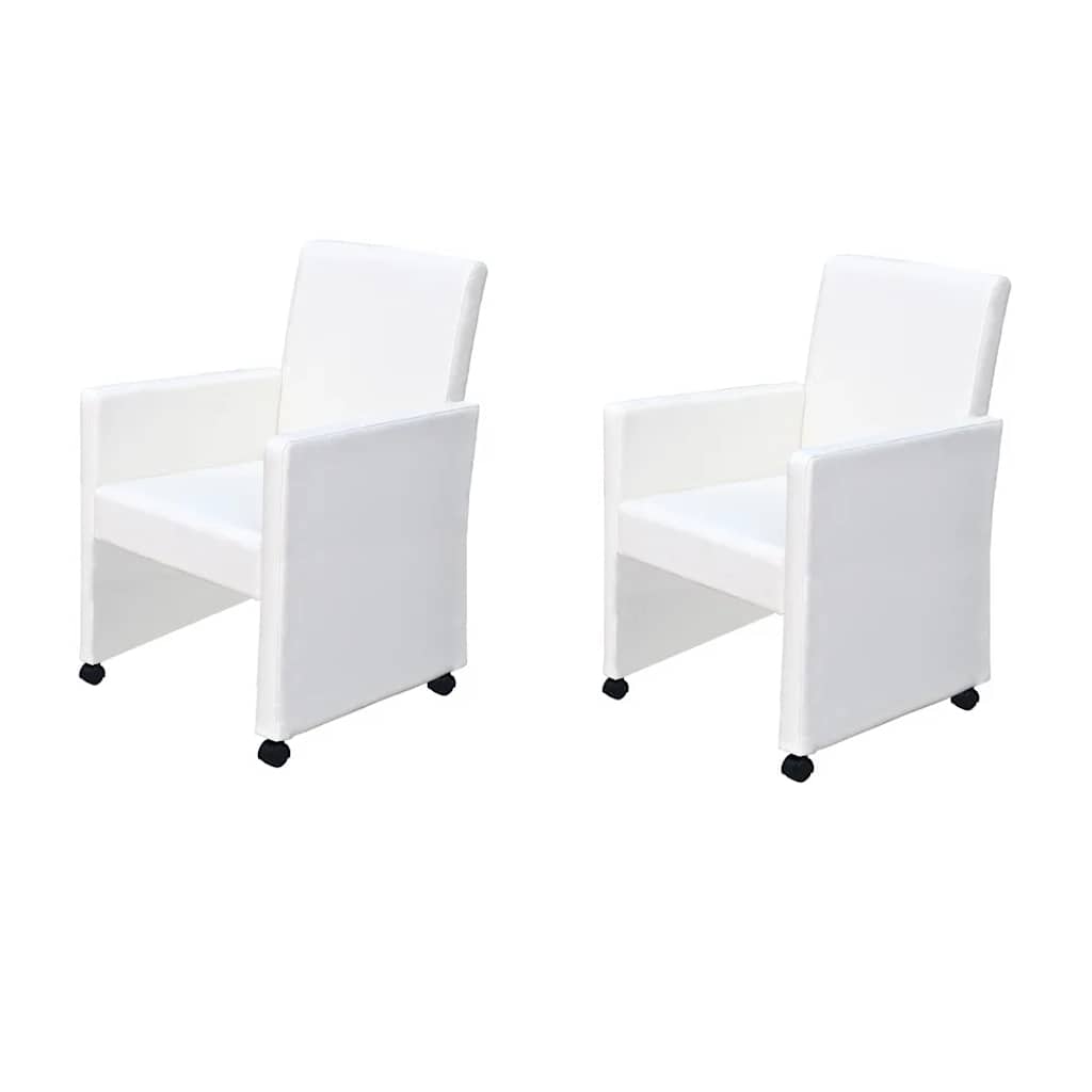 Vidaxl eetkamerstoelen 2 st kunstleer wit